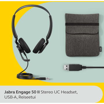 Casti Jabra Engage 50 II, headset (black, stereo, USB-A, UC)