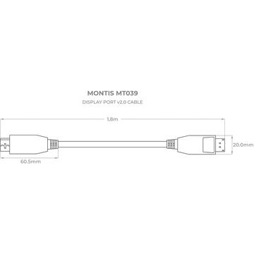 Montis Kabel DisplayPort v2.0 MT039-1.8m Black, Silver