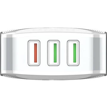 Incarcator de retea Wall charger LDNIO A3310Q, 3x USB, QC 3.0 (white)