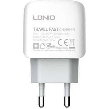 Incarcator de retea Wall charger LDNIO A3312, 3x USB, 17W (white)