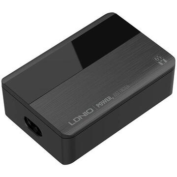 Incarcator de retea Wall charger LDNIO A4808Q, 2x USB + 2x USB-C, 65W (black)