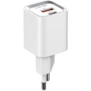 Incarcator de retea Wall charger LDNIO A2318C, USB + USB-C, PD + QC 3.0, 20W (white)
