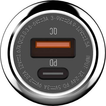 Car charger LDNIO C1, USB + USB-C, PD + QC 3.0, 36W (black)