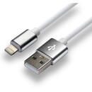 everActive cable USB 1m - White, silicone, quick charge, 2,4A - CBS-1MW