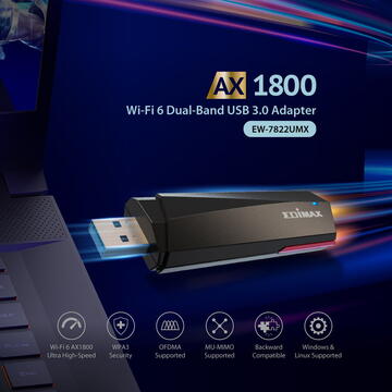 Edimax AX1800 Wi-Fi 6 Dual-Band USB 3.0 Adapter