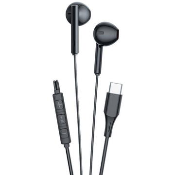 Casti Vipfan M18 wired in-ear headphones, USB-C (black)
