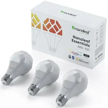 Nanoleaf Essentials Smart A19 Bulb 800Lm White 2700K-6500K 120V-240V E27, 3pcs Pack