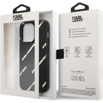 Husa Karl Lagerfeld Husa Grained Leather Logomania iPhone 14 Pro Max Negru