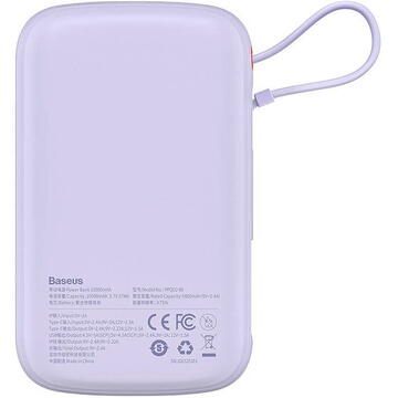 Baterie externa Powerbank Baseus Qpow Pro with Lightning cable, USB-C, USB, 10000mAh, 20W (purple)