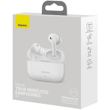 Casti Wireless headphones Baseus Encok W3, Bluetooth 5.0 (white)