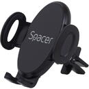 SUPORT auto SPACER pt. SmartPhone, fixare in ventilatie prin CLIPS, prindere laterala, rotire 360 grade, negru, "SPCH-GRV-CLIPS"