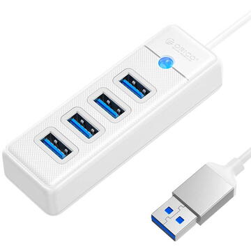Orico Hub Adapter USB to 4x USB 3.0, 5 Gbps, 0.15m (White)