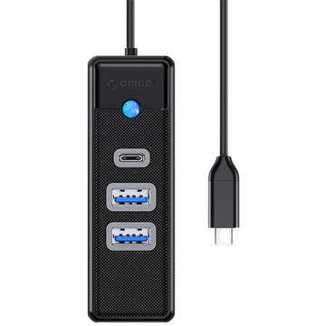 Orico Hub Adapter USB-C to 2x USB 3.0 + USB-C, 5 Gbps, 0.15m (Black)