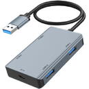 Vakoss USB3.0 HUB 4 Ports USB 3.2 Gen 1 (3.1 Gen 1) Type-A 5000 Mbit/s Silver