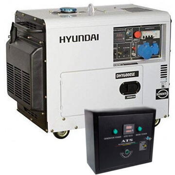 Generator de curent monofazat cu motor diesel HYUNDAI, DHY6000SE, 5.3 kW, ATS
