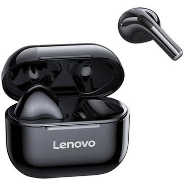 Lenovo Casti Wireless LP40 HiFi Stereo Bass, Dual Diaphragm, IP54 Waterproof, Microfon, Negru