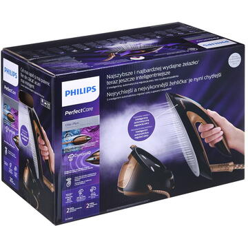 Fier de calcat Philips PerfectCare Elite Advanced cu abur, cu talp T-ionicGlide tehnologia OptimalTemp