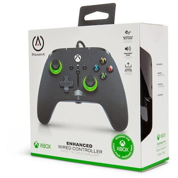 PowerA Enhanced Wired Controller for Xbox Series X|S, Gamepad (black/green, Green Hint)