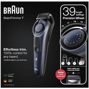 Aparat de tuns Braun BT7330 Beard trimmer, Black/Blue