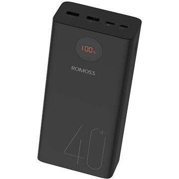 Baterie externa Romoss Zeus 40000 mAh, 2x USB, Type C , QuickCarge 3.0, afisaj digital LED, Negru