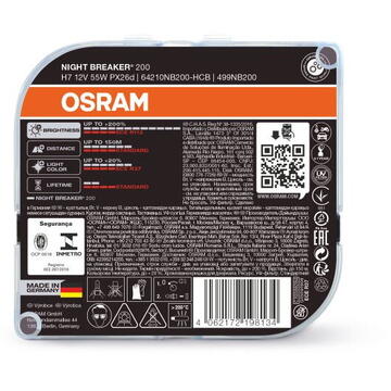 OSRAM NIGHT BREAKER 200 H7 CAR HALOGEN BULB 2 pc(s)