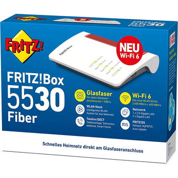 Router wireless AVM FRITZ!Box 5530 Fiber Wi-Fi 2.4 GHz, 5 GHz