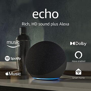 Boxa portabila Amazon Echo Dot 4nd Gen Boxa Portabila Smart cu Alexa Charchoal