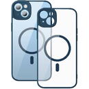 Husa Baseus Frame Transparent Magnetic Case and Tempered Glass set for iPhone 14 Plus (blue)