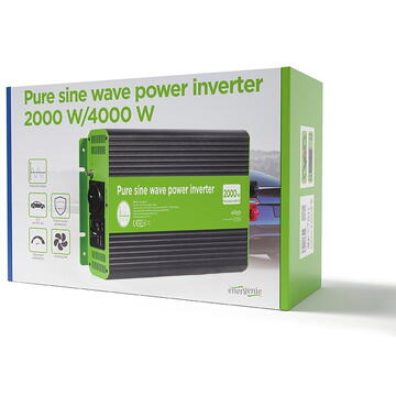 Energenie Gembird EG-PWC-PS2000-01 12 V Pure sine wave car DC-AC power inverter, 2000 W
