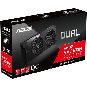 Placa video Asus AMD Radeon DUAL RX 6700 XT OC 12GB, GDDR6, 192bit