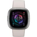 Smartwatch Fitbit Sense 2 Lunar White / Platinum 1.58 inch Aluminum