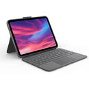 Case with keyboard Logitech Combo Touch cu tastatura pentru iPad 10th gen, Layout UK, Oxford Grey