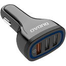 Car charger Dudao R7S 3x USB, QC 3.0, 18W (black)