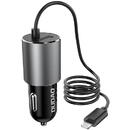 Dudao R5ProL car charger 1x USB, 3.4A + Lightning cable (gray)