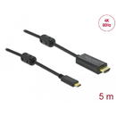 DeLOCK USB adapter cable, USB-C plug > HDMI 4K plug (black, 5 meters, active cable)