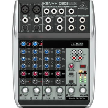Consola DJ Behringer Q802USB audio mixer 8 channels