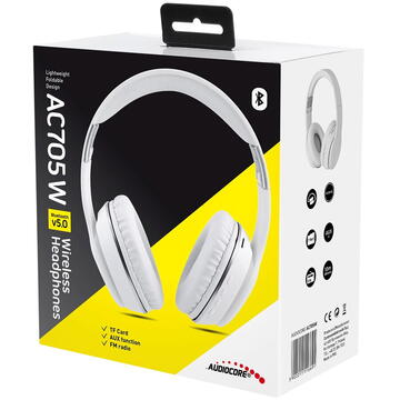 Casti Wireless V5.0 + EDR headphones Audiocore AC705 W white