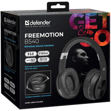 Casti Wireless Headphones with microphone DEFENDER FREEMOTION B540 black