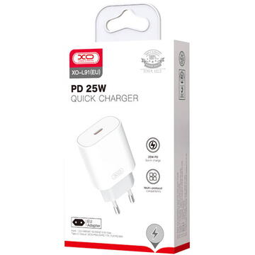 Incarcator de retea Wall Charger XO L91EU USB-C, 25W (white)