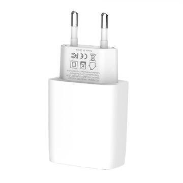 Incarcator de retea XO L57 wall charger, 2x USB + USB-C cable (white)