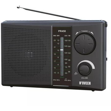 Radio portabil Noveen, FM / MW / SW1 / SW2, PR450 Black