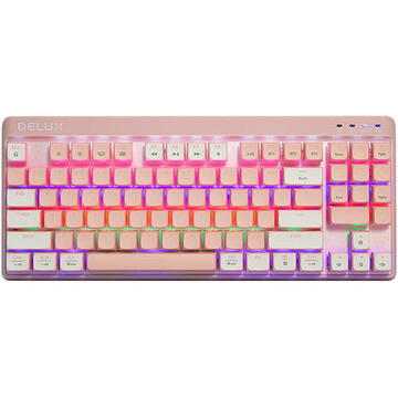 Tastatura Gaming Keyboard Delux KM18DB RGB (White&Pink)