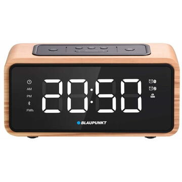 BLAUPUNKT CR65BT Bluetooth Radio Alarm Clock, light wood colour