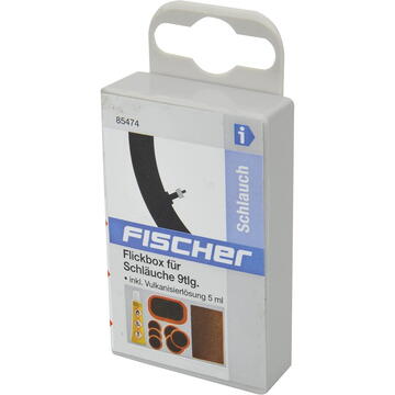Fischer die fahrradmarke FISCHER bicycle patch box for tubes, 9-piece, repair set (bicycle breakdown set)