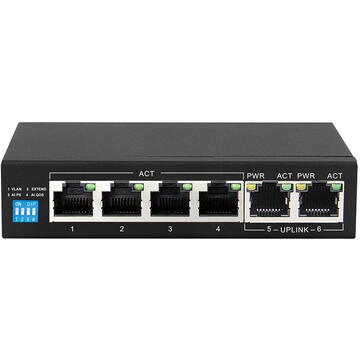 Switch Extralink EX.14305 network switch Unmanaged L2 Gigabit Ethernet (10/100/1000) Power over Ethernet (PoE) Black