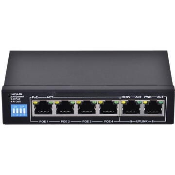 Switch Extralink EX.14305 network switch Unmanaged L2 Gigabit Ethernet (10/100/1000) Power over Ethernet (PoE) Black