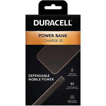 Baterie externa DURACELL Charge 10  18W 10000mAh Negru