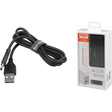 Incarcator de retea WALL CHARGER SOMOSTEL SMS-A80 36W POWER DELIVERY + QC3.0 CABLE TYPE-C TO TYPE-C BLACK