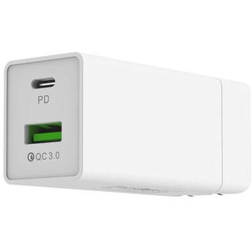 Incarcator de retea WALL CHARGER SOMOSTEL SMS-A80 36W POWER DELIVERY + CABLE TYPE-C/IPHONE WHITE