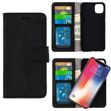 Husa Wachikopa Case with Detachable Flip Cover *Natural Genuine Leather* for iPhone 12 / 12 Pro - Black